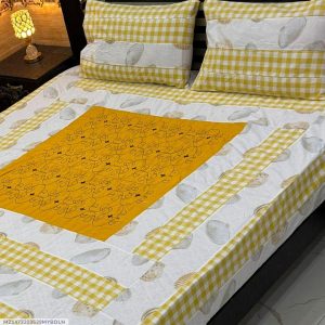 3 Pc Cotton Sotten Patchwork Doubled Bedsheet