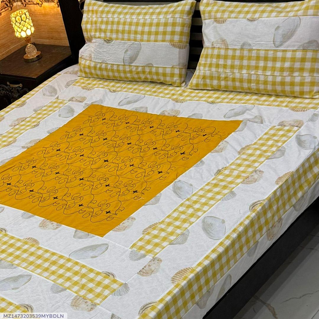 3 Pc Cotton Sotten Patchwork Doubled Bedsheet