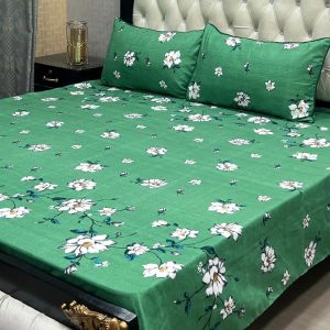 3 Pc Crystal Cotton Printed Double Bedsheet